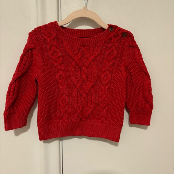 Red Baby Gap Cable Knit Sweater 12-18 Months. - Picture 2 of 6